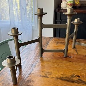 Modern Metal Multi-Arm Candle Holder - Metallic Bronze